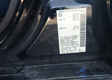 2015 Nissan Altima 2.5 S z USA, uszkodzony, nr VIN 1N4AL3AP4FC480677